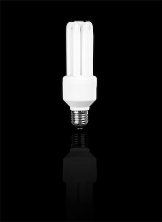 simsearch:400-04366277,k - Fluorescent Light Bulb on a black background with reflection Ð energy concept Stock Photo - Budget Royalty-Free & Subscription, Code: 400-04176196