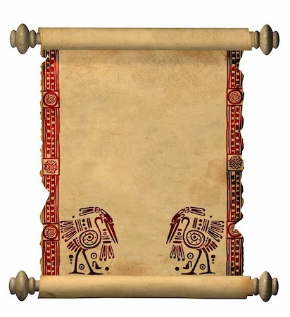 Scroll of old parchment. Object over white Stock Photo - Budget Royalty-Free & Subscription, Code: 400-04176432