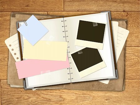 simsearch:400-04592307,k - Grunge background with notebook and photos Stockbilder - Microstock & Abonnement, Bildnummer: 400-04176455