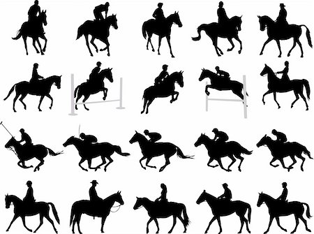 simsearch:400-04397242,k - 20 high quality horsemen silhouettes - vector Foto de stock - Super Valor sin royalties y Suscripción, Código: 400-04176523