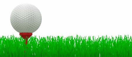 3d illustration of a golf ball on a red tee with a horizontal strip of grass - clipping path included Stock Photo - Budget Royalty-Free & Subscription, Code: 400-04176585