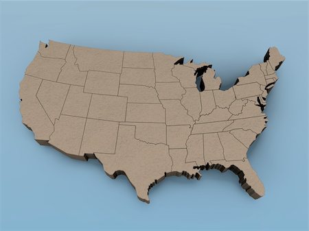 somersault1824 (artist) - 3D map of the USA on a blue background Foto de stock - Royalty-Free Super Valor e Assinatura, Número: 400-04176640