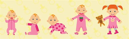 A vector illustration of a baby girl growing up Stock Photo - Budget Royalty-Free & Subscription, Code: 400-04176738