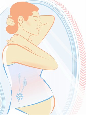 simsearch:400-04176771,k - illustration drawing of pregnant women and mirror Stock Photo - Budget Royalty-Free & Subscription, Code: 400-04176757