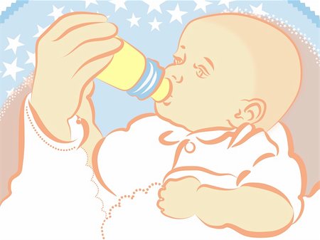 simsearch:400-04563710,k - illustration drawing of a lovely baby is drinking milk Stock Photo - Budget Royalty-Free & Subscription, Code: 400-04176759