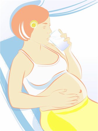 simsearch:400-04416091,k - illustration drawing of an expectant mother drinking Fotografie stock - Microstock e Abbonamento, Codice: 400-04176750