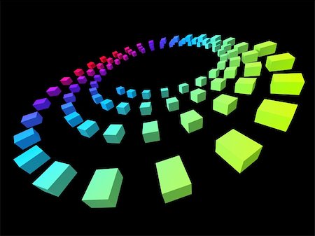 3d rendered illustration of falling colored cubes on a black background Stock Photo - Budget Royalty-Free & Subscription, Code: 400-04176856