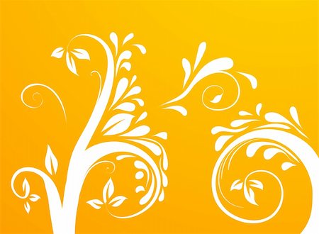 simsearch:400-05233272,k - drawing of tree and vines pattern in an orange background Stock Photo - Budget Royalty-Free & Subscription, Code: 400-04176998