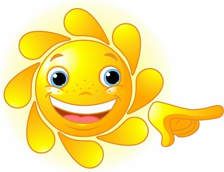 simsearch:400-04112163,k - Cute and shiny Sun points a finger at something Stock Photo - Budget Royalty-Free & Subscription, Code: 400-04177085