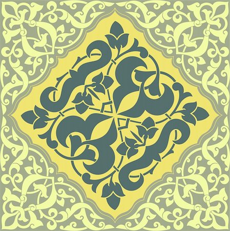 Arabesque Tile Pattern.  Colors are easily editable. Stock Photo - Budget Royalty-Free & Subscription, Code: 400-04177102