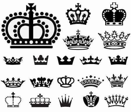 royal king symbol - Vector Crown Icon Set.  Colors are easily editable. Stock Photo - Budget Royalty-Free & Subscription, Code: 400-04177110