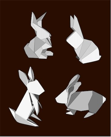 A set of 4 free-standing origami rabbit shapes. Stock Photo - Budget Royalty-Free & Subscription, Code: 400-04177127