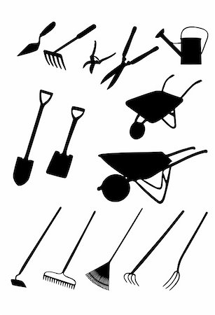 stewardship - Isolated silhouettes of various garden tools for use in the landscape. Stock Photo - Budget Royalty-Free & Subscription, Code: 400-04177121