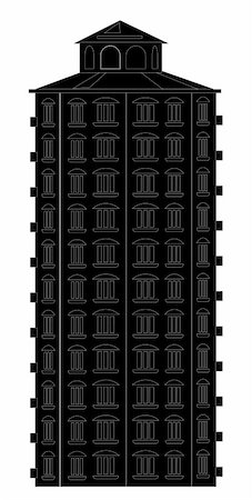 simsearch:400-03938926,k - drawing of black building in a white background Fotografie stock - Microstock e Abbonamento, Codice: 400-04177177
