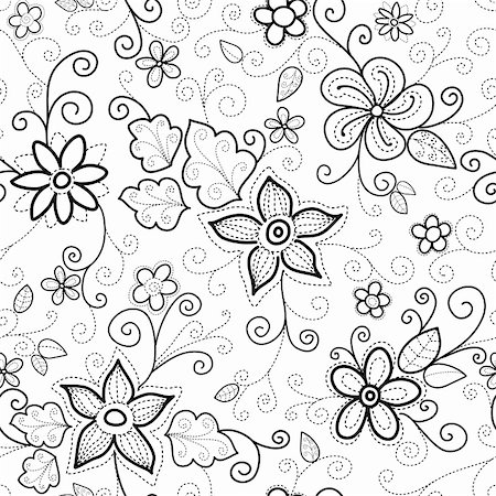simsearch:400-08806227,k - hand-drawn seamless floral pattern Stock Photo - Budget Royalty-Free & Subscription, Code: 400-04177205