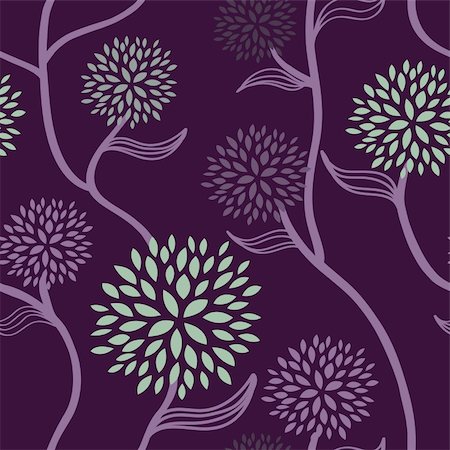 simsearch:400-05685213,k - Seamless floral pattern in purple and green Fotografie stock - Microstock e Abbonamento, Codice: 400-04177203