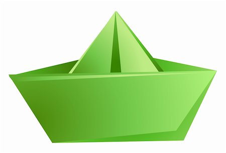simsearch:400-04368522,k - green paper ship isolate on the white background Foto de stock - Royalty-Free Super Valor e Assinatura, Número: 400-04177336