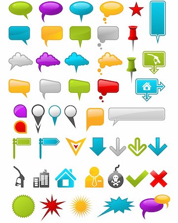 Message Containers and map location pointers in different colors Stock Photo - Budget Royalty-Free & Subscription, Code: 400-04177332