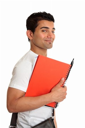 simsearch:400-04200146,k - Happy smiling university or college student holding book and pen Stock Photo - Budget Royalty-Free & Subscription, Code: 400-04177345