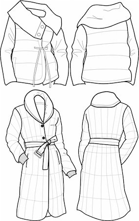 sketching a jacket - lady quilted jackets Stock Photo - Budget Royalty-Free & Subscription, Code: 400-04177563