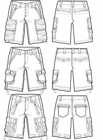 fashion illustration male template - men cargo shorts Stock Photo - Budget Royalty-Free & Subscription, Code: 400-04177583