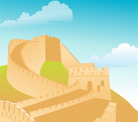 The great wall of China, with blue sky backdrop Fotografie stock - Microstock e Abbonamento, Codice: 400-04177742