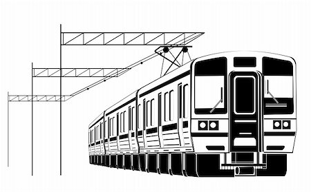 railway tracks in silhouette - drawing of train in a white background Stock Photo - Budget Royalty-Free & Subscription, Code: 400-04177986