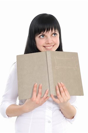 simsearch:400-04175049,k - Dreaming woman with the book in hands, on a white background Stock Photo - Budget Royalty-Free & Subscription, Code: 400-04178409