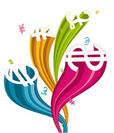 Colorful flowing currency symbol background Stock Photo - Budget Royalty-Free & Subscription, Code: 400-04178554