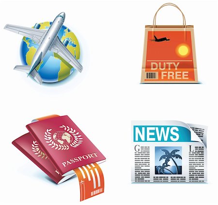 Set of icons representing airline related objects and services Stock Photo - Budget Royalty-Free & Subscription, Code: 400-04178605