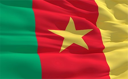 simsearch:400-04689380,k - Fluttering flag of Cameroon on the wind Fotografie stock - Microstock e Abbonamento, Codice: 400-04178871