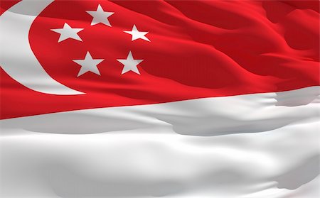 simsearch:400-07407172,k - Fluttering flag of Singapour on the wind Photographie de stock - Aubaine LD & Abonnement, Code: 400-04178923