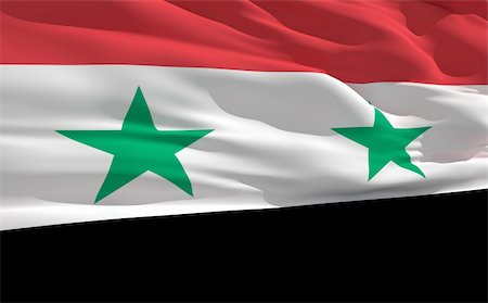simsearch:400-07407172,k - Fluttering flag of Syria on the wind Photographie de stock - Aubaine LD & Abonnement, Code: 400-04178936