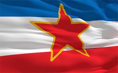 simsearch:400-07407172,k - Fluttering flag of Yugoslavie on the wind Photographie de stock - Aubaine LD & Abonnement, Code: 400-04178948