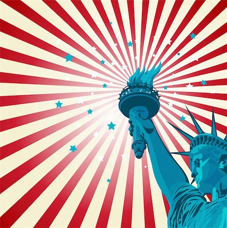 statue of liberty with american flag - An radial poster with the statue of liberty Stock Photo - Budget Royalty-Free & Subscription, Code: 400-04178981