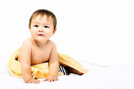 simsearch:400-04787509,k - Adorable happy baby. Isolated on white background. Photographie de stock - Aubaine LD & Abonnement, Code: 400-04179047