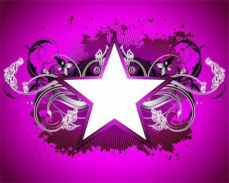 pink star backgrounds - star with floral elements,  this illustration may be useful as designer work Stock Photo - Budget Royalty-Free & Subscription, Code: 400-04179060