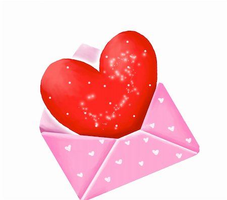 simsearch:400-04085192,k - Red heart sign in the pink envelope isolated on white Photographie de stock - Aubaine LD & Abonnement, Code: 400-04179114