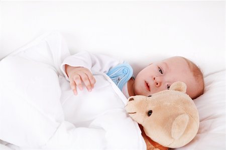 simsearch:400-04001701,k - Portrait of cute cute little baby with teddy Stock Photo - Budget Royalty-Free & Subscription, Code: 400-04179125