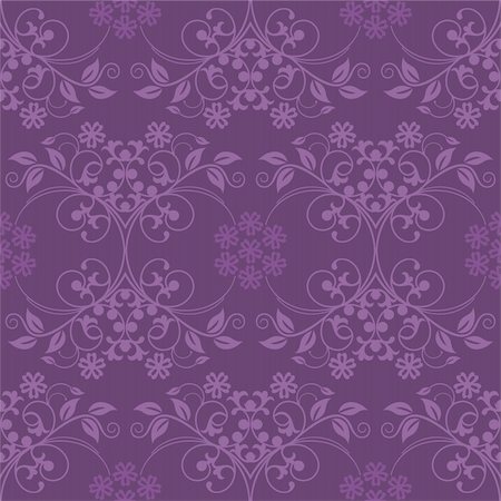 damask vector - Beautiful seamless purple wallpaper vector illustration Stock Photo - Budget Royalty-Free & Subscription, Code: 400-04179519