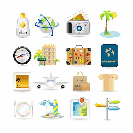 Illustration of vacation and travel icons Photographie de stock - Aubaine LD & Abonnement, Code: 400-04179757