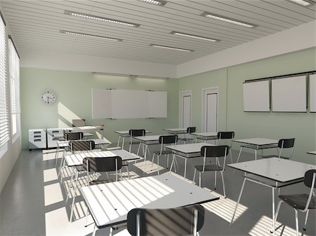 empty school chair - the interior of classroom (3D rendering) Stock Photo - Budget Royalty-Free & Subscription, Code: 400-04179759