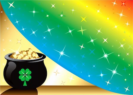 Vector Golden Pot Gold Rainbow star Background with stars. There is space for text or image. Photographie de stock - Aubaine LD & Abonnement, Code: 400-04170449