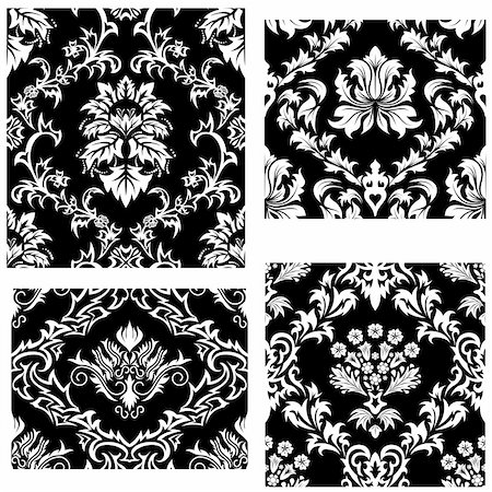 simsearch:400-08022503,k - Damask seamless vector background.  For easy making seamless pattern just drag all group into swatches bar, and use it for filling any contours. Stock Photo - Budget Royalty-Free & Subscription, Code: 400-04170509