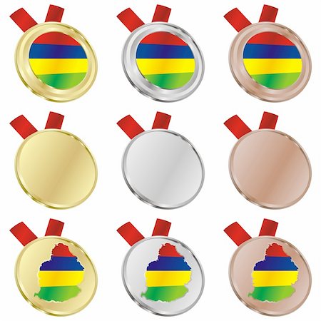 simsearch:400-05725938,k - fully editable mauritius vector flag in medal shapes Photographie de stock - Aubaine LD & Abonnement, Code: 400-04170585