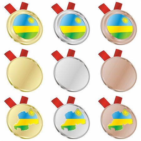 simsearch:400-05754014,k - fully editable rwanda vector flag in medal shapes Photographie de stock - Aubaine LD & Abonnement, Code: 400-04170594