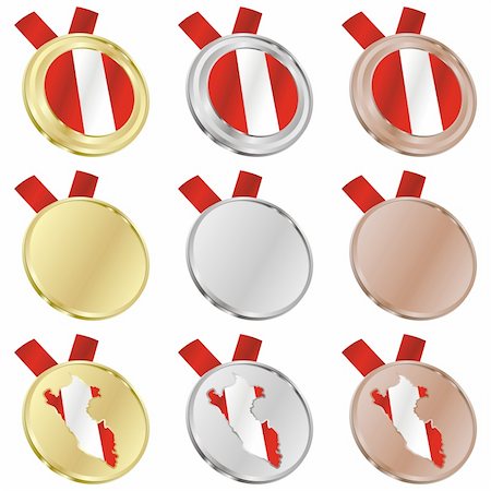 simsearch:400-05329186,k - fully editable peru vector flag in medal shapes Stock Photo - Budget Royalty-Free & Subscription, Code: 400-04170638