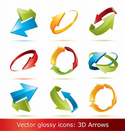 Colorful 3d vector arrows set for your business artwork. Stock Photo - Budget Royalty-Free & Subscription, Code: 400-04170746