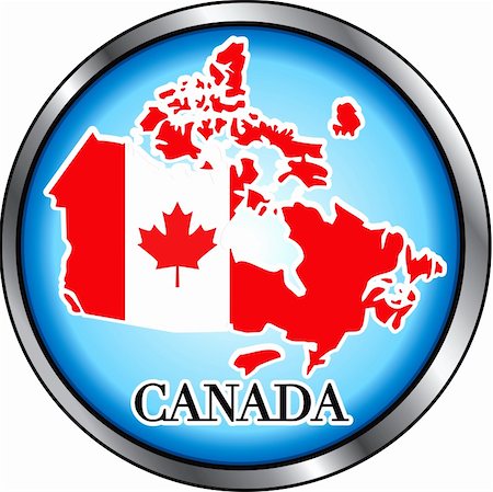 Vector Illustration for Canada, Round Button. Used Didot font. Stock Photo - Budget Royalty-Free & Subscription, Code: 400-04171055