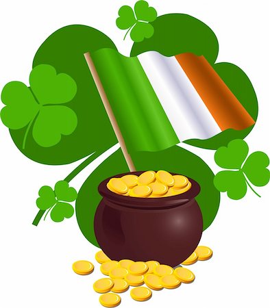pot of gold - Fun Irish and pot theme vector illustration for your design needs. Stock Photo - Budget Royalty-Free & Subscription, Code: 400-04171128